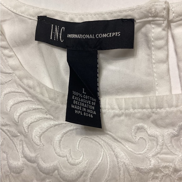 INC International Concepts Embroidered White Top Size Large - Picture 7 of 7